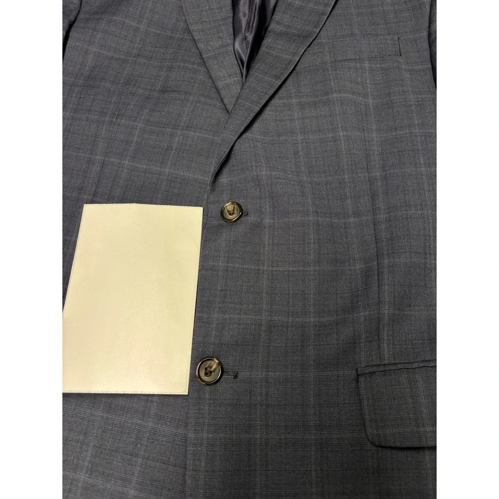 Ralph Lauren Mens 42L Wool Blazer Navy Blue Glen Plaid Sport Coat Made in Canada